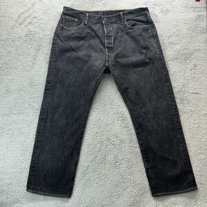 Levis 501 Jeans Mens 39X29 Black Demim Distressed See Pic Measurements